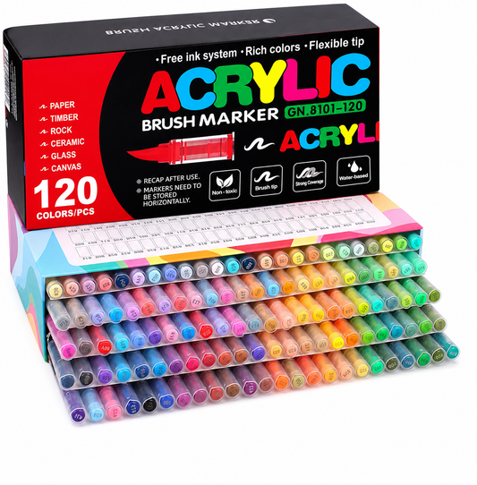 Marcadores Acrílicos de Punta Pincel – Set de 120 Colores 🎨