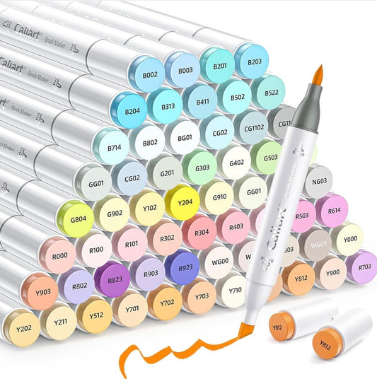 Marcadores de Alcohol Caliart - 60 + 1 Colores (Pasteles)