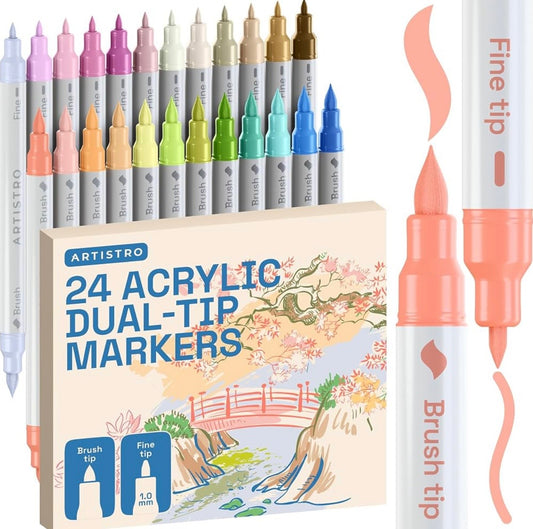 Marcadores Acrílicos Pastel (24 colores) - Doble punta