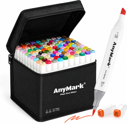 Marcadores de Alcohol Anymark (Doble Punta) – 100 + 1 Colores