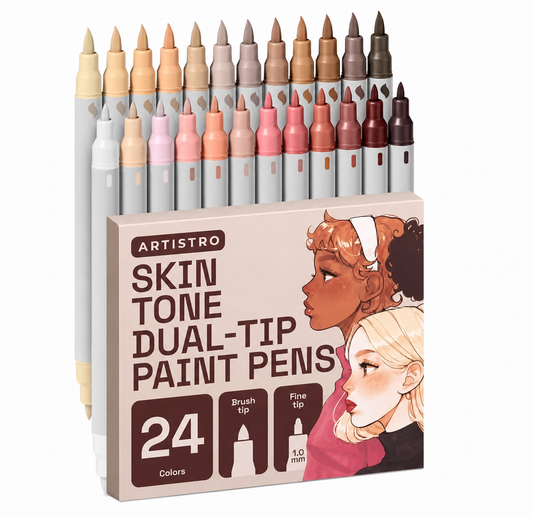 Marcadores Acrílicos Doble Punta – Tonos de Piel (24 colores)