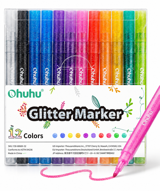 Marcadores Glitter Ohuhu (water-based ink) | 12 Colores